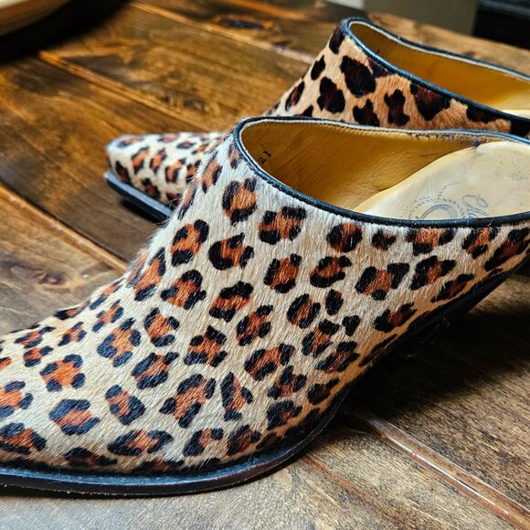 Charlie 1 Horse Leopard Skin Hair on Hide Mules - Picture 2 of 5
